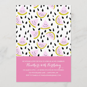 Fun Summer Watermelon Custom Colours Birthday Part Invitation