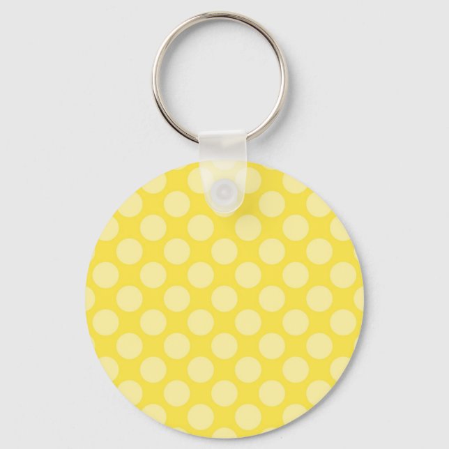 Fun Summer Yellow Polka Dots on Yellow Gifts Keychain (Front)