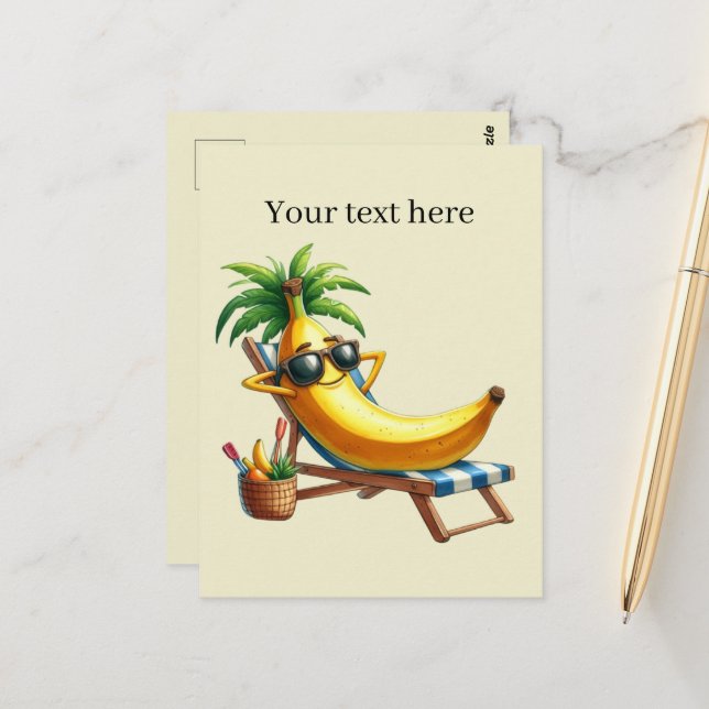 Fun Summertime customizable beach banana  Postcard (Front/Back In Situ)