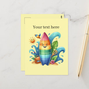 Fun Summertime customizable beach surfboard  Postcard