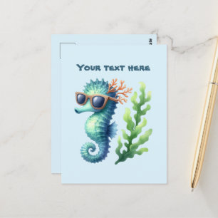 Fun Summertime customizable sea horse  Postcard