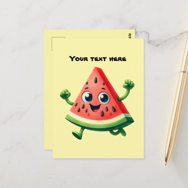 Fun Summertime customizable watermelon Postcard (Front/Back In Situ)