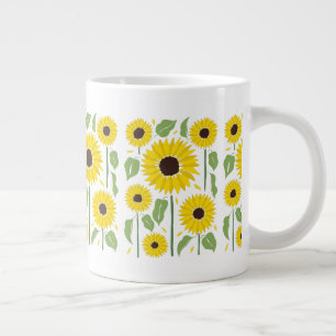 Fun Sunflower Pattern Giant Coffee Mug