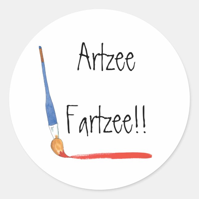 Fun Super Cute Artzee Fartzee Classic Round Sticker (Front)