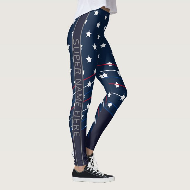 Fun Super Hero Costume Personalized Name Workout Leggings (Right)