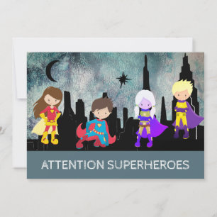*~* Fun SUPERHEROS Kids Birthday Party Invitation