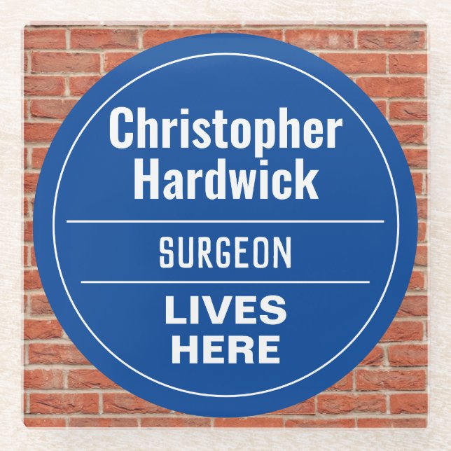 Fun Surgeon Wall Plaque Style Glass Coaster (Front)
