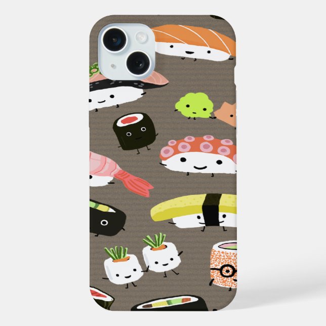 Fun Sushi Characters Kawaii Assortment Funny iPhone Case (Back)