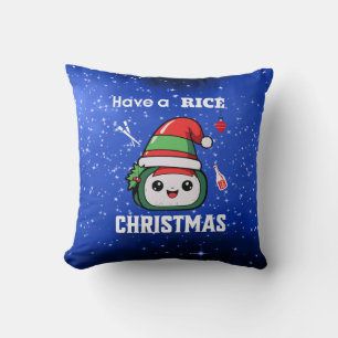 Fun Sushi Christmas Throw Pillow