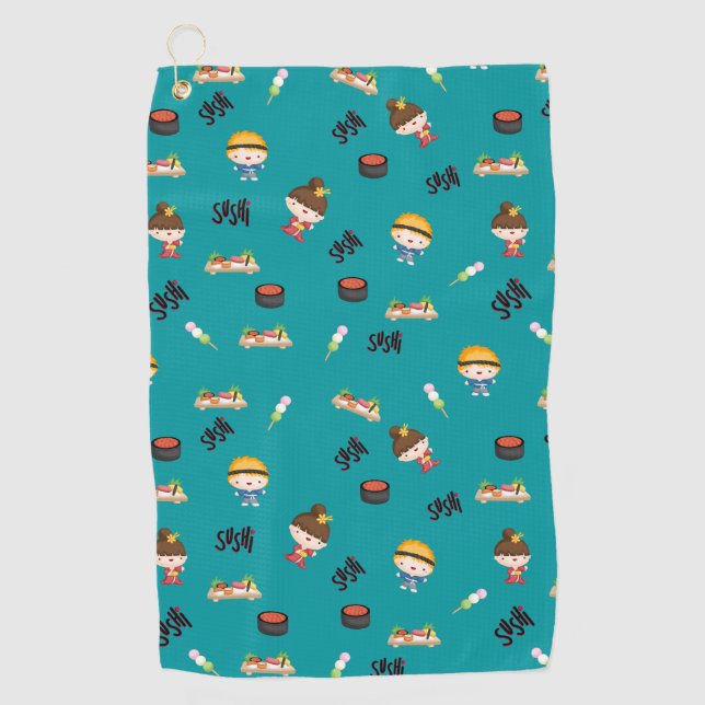 Fun Sushi Pattern       Golf Towel (Front)