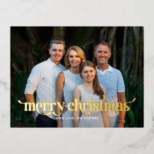 Fun Swash REAL FOIL Modern Christmas Card Postcard