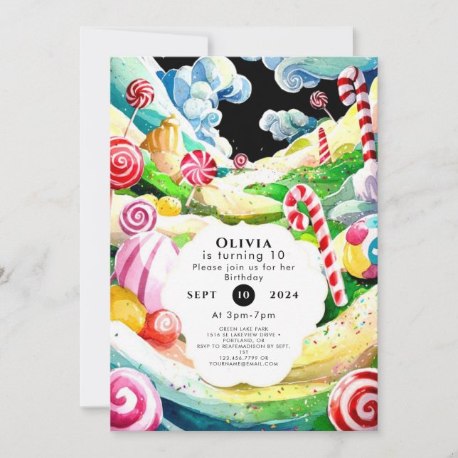 Fun Sweet Candyland Birthday Invitation (Front)