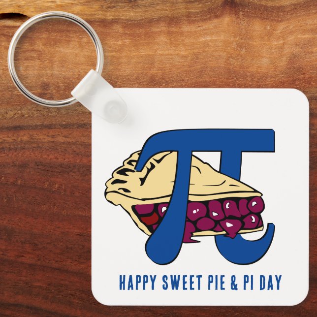 Fun Sweet Cherry Pie HAPPY PI DAY  Keychain (Front)