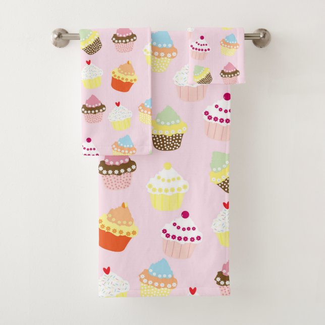 Fun Sweet Cupcake Dessert Motif sur rose (En situation)