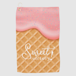 Fun Sweet Victory Ice Cream Cone Sprinkles Pink Golf Towel