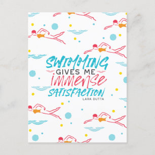 Fun Swimming and Satisfaction Quotes Postcard