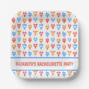 Fun Swimsuit Pool Party Personalized Bachelorette Paper Plate