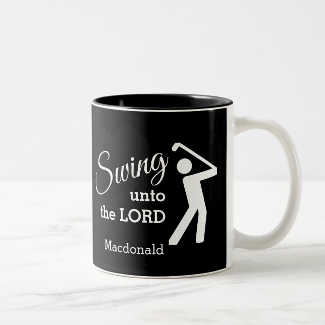 Fun SWING UNTO THE LORD Customizable Golf Two-Tone Coffee Mug (Right)