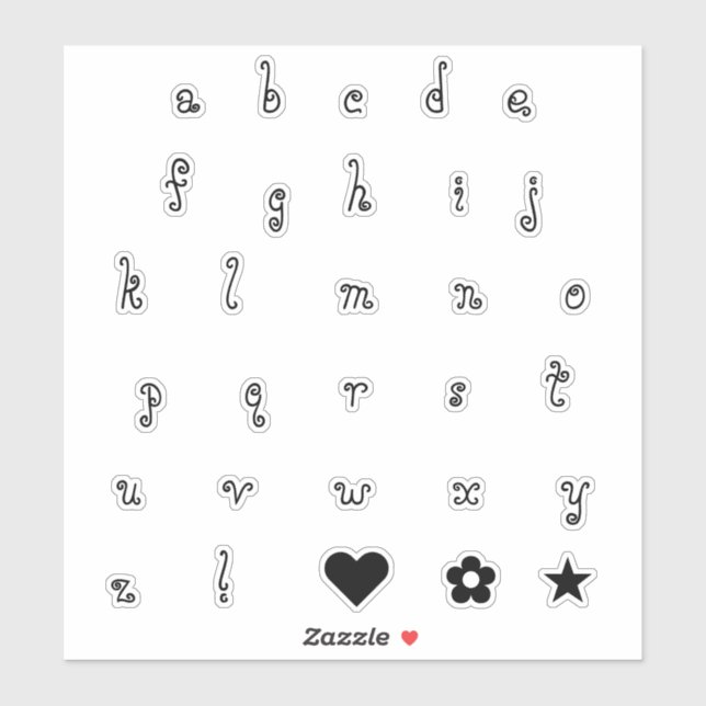 Fun Swirly Black Font Alphabet Initial Letters (Sheet)