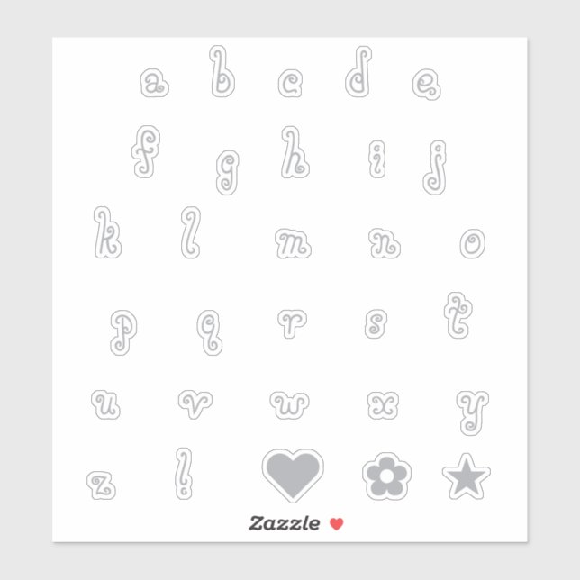 Fun Swirly Silver Font Alphabet Stickers Letters (Sheet)