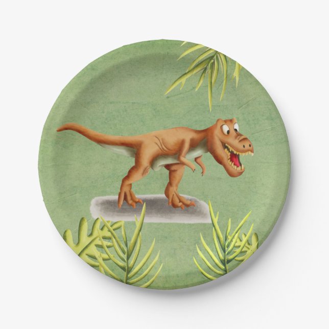 Fun T-Rex Children Party Paper Plate (Front)