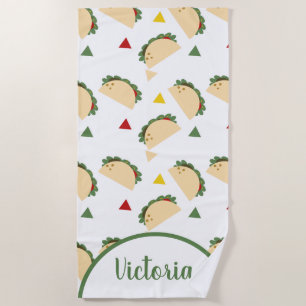Fun Taco Name Confetti Beach Towel
