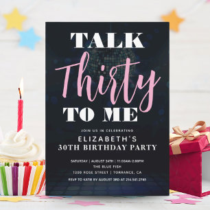 Fun Talk 30 To Me 30th Birthday Party Invitation