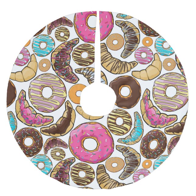 Fun Tasty Doughnuts Design Brushed Polyester Tree Skirt (Front)