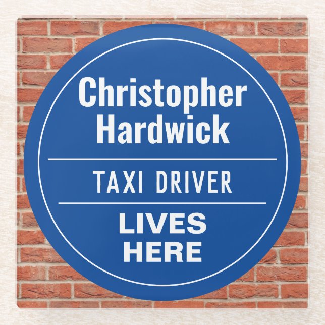 Fun Taxi Driver Wall Plaque Style Glass Coaster (Front)