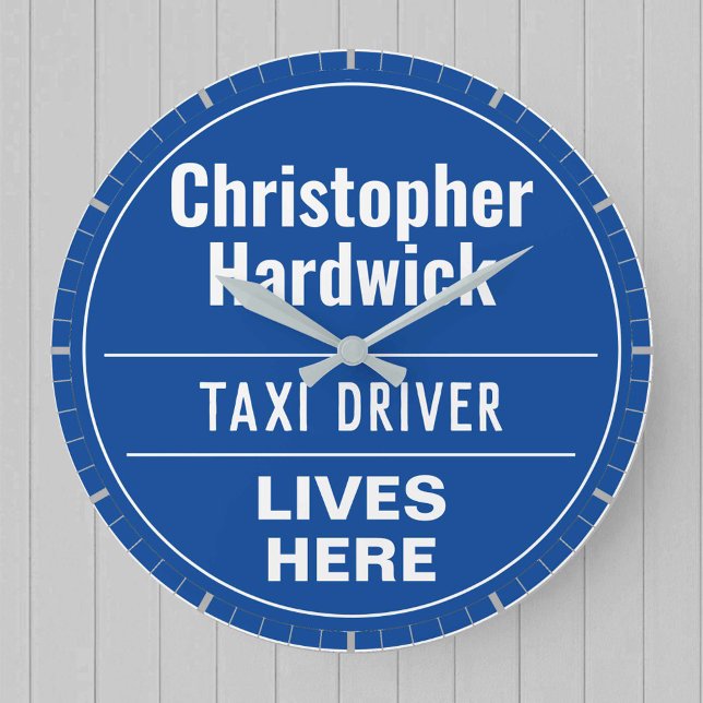 Fun Taxi Driver Wall Style Plaque Grande horloge (Créateur téléchargé)