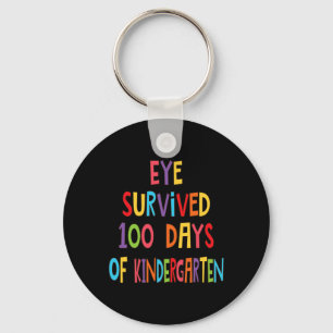 Fun Teacher Eye Survived 100 Days Of Kindergarten Keychain