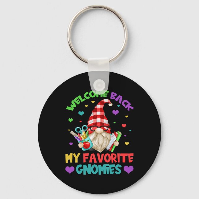 Fun Teacher Gnome Tee - Cute Welcome Back To Schoo Keychain (Front)