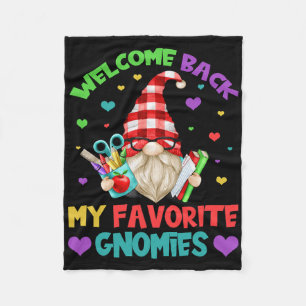 Fun Teacher Gnome Tee - Cute Welcome Byck To Schoo Fleece Blanket