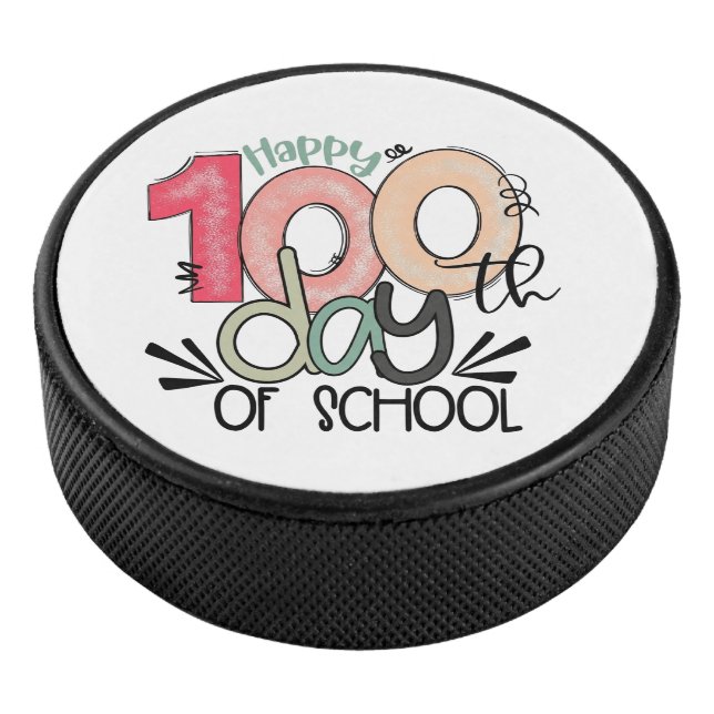 Fun Teacher & Student 100th Day School Gift Hockey Puck (3/4)