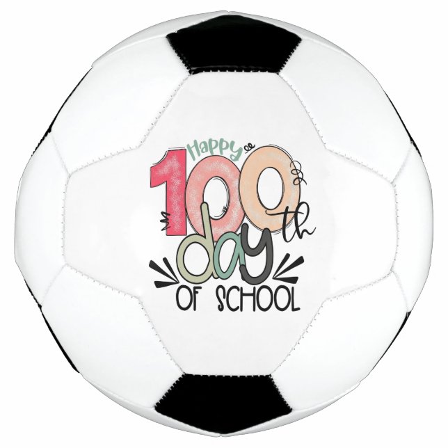 Fun Teacher & Student 100th Day School Gift Soccer Ball (Front)