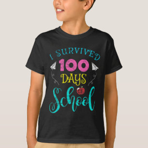 Fun Teacher Student Kids I Survived 100 Days Of Sc T-Shirt