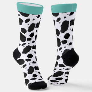 Fun Teal Animal Cow Print  Socks