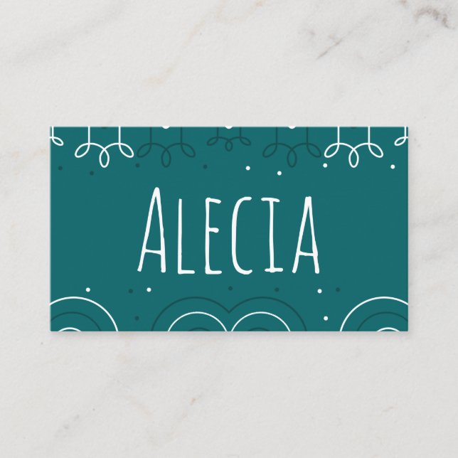 Fun Teal Christmas Place Card (Front)