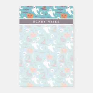 Fun Teal Doodle Halloween Pattern Post-it Notes