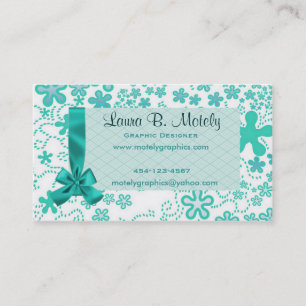 Fun teal floral Business Card
