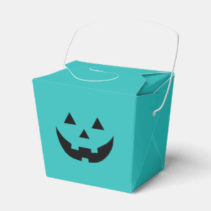 Fun teal Jack o lantern pumpkin face Halloween Favor Box