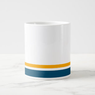 Fun Teal Orange Racing Stripes White Background Large Coffee Mug