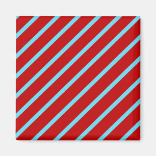 Fun Teal Turquoise Red Diagonal Stripes Gifts Magnet