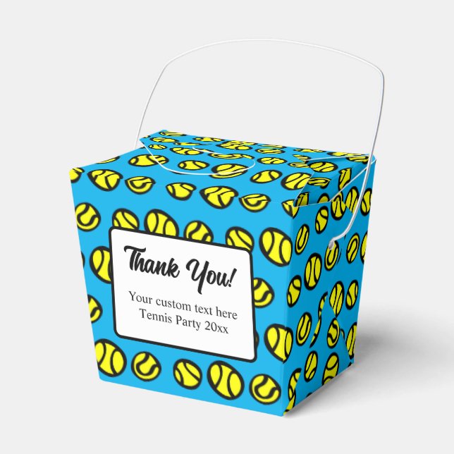 Fun tennis party favour box with custom text (Front Side)