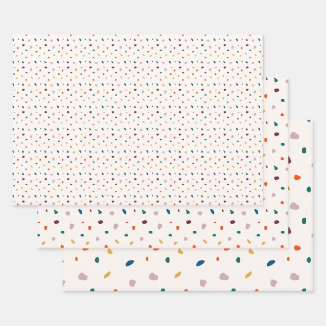 Fun Terrazzo Pattern Wrapping Paper Set (3 Sheets) (Set)