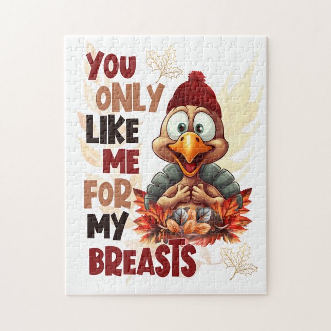 Fun Thanksgiving Activity Silly Turkey Breasts Jigsaw Puzzle (Vertical)