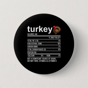 Fun Thanksgiving Food Apparel Turkey Nutrition Fac 2 Inch Round Button