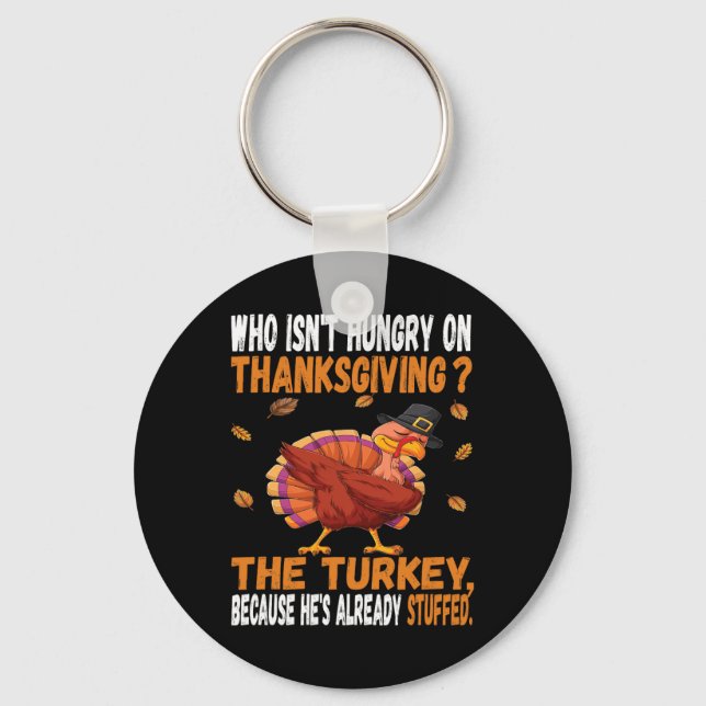 Fun Thanksgiving Food Joke Dabbing Stuffed Turkey  Keychain (Front)