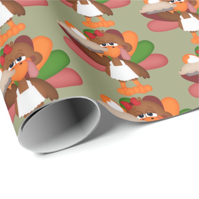 Fun Thanksgiving pie turkey party wrap Wrapping Paper (Roll Corner)