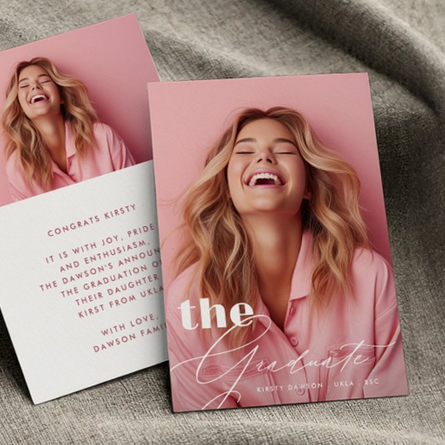 Fun THE GRADUATE Script Two Photo GRADUATION Announcement (Creator Uploaded)